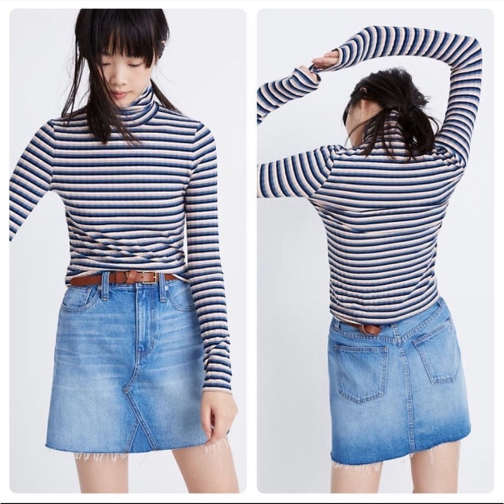 Madewell striped dark mediterra turtleneck
